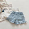 Girls' denim shorts 2022 Summer New style ear-trimmed hot pants for babies, children's pants and children's clothing wholesale 52997 details Picture